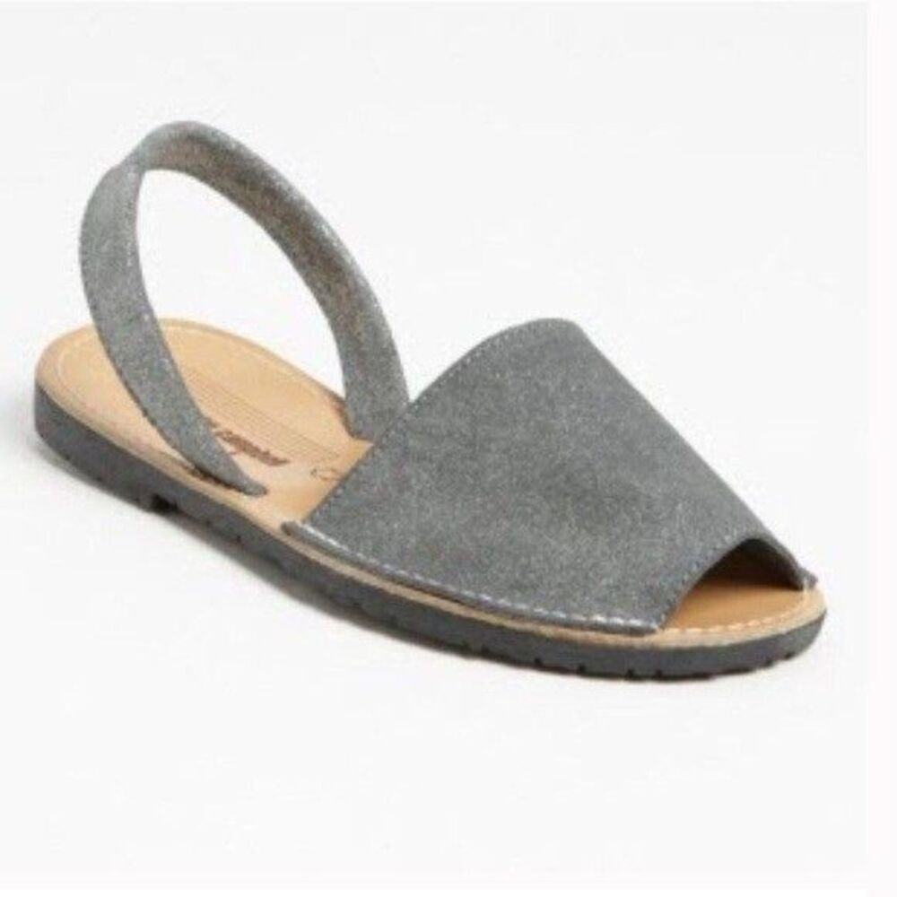 Jeffrey Campbell Ibiza Slingback Sandals Gray Nubuck Flats Women's 40 | US 9-9.5 - Picture 1 of 12